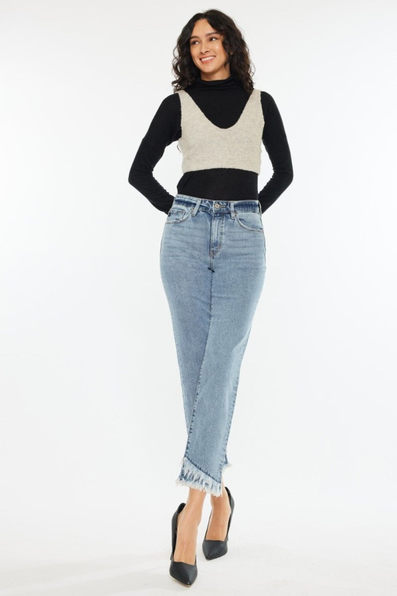 Kancan Raw Hem High Rise Straight Jeans - Bottoms Sale